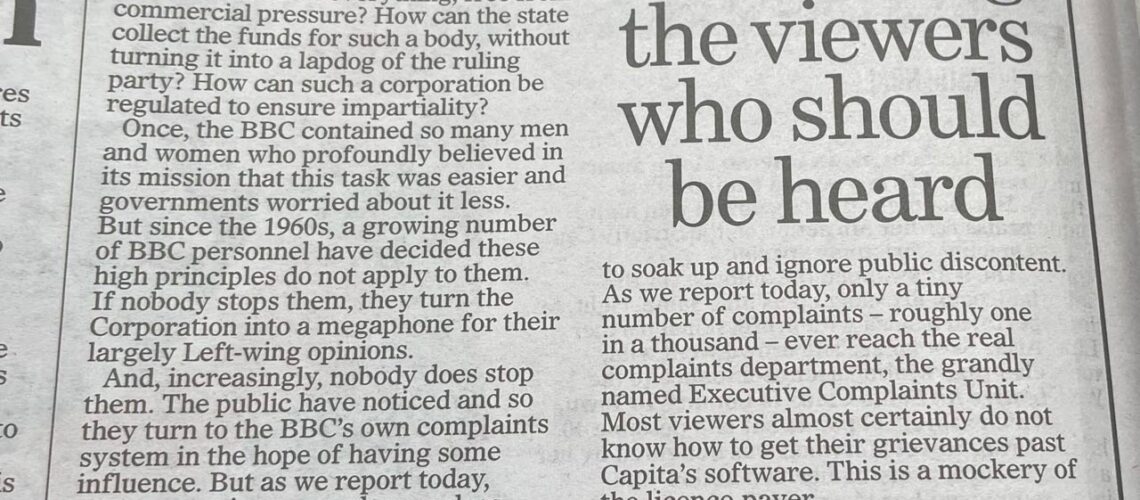 Mail on Sunday editorial slams ‘useless’ BBC complaints process